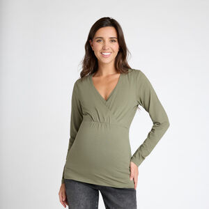 T-shirt μακρυμάνικο εγκυμοσύνης και θηλασμού με σταυρωτό λαιμό. 