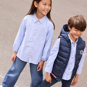 Πουκάμισο με μακριά μανίκια από popeline με ρίγες για κορίτσι 