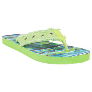 Tongs imprimées graphique avec bride textile et eyelets métalliques 