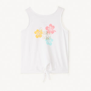 Μπλουζάκι με γυριστή πλάτη και γυαλιστερή εκτύπωση για κορίτσια 