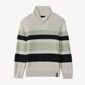 Pull à col châle en tricot rayé pour garçon 