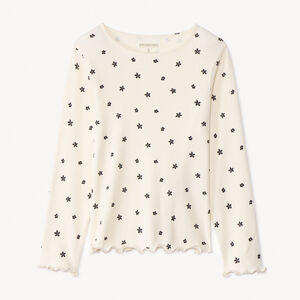 Μακρυμάνικο πλεκτό jersey T-shirt με λουλουδάτο σχέδιο για κορίτσι 