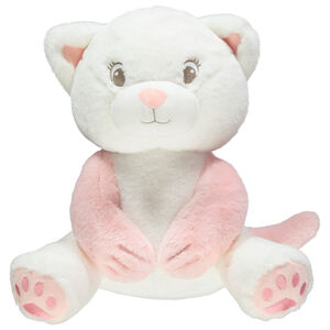 Αρκουδάκι από πλεκτό με κεντήματα και ροζ λεπτομέρειες 