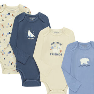 Σετ από 7 μακρυμάνικα σώματα με σχέδιο Arctic για μωρό αγόρι με διαφορετικές ανοίξεις ανάλογα με την ηλικία 