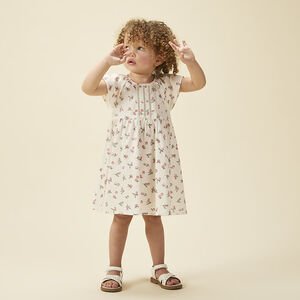 Φόρεμα κοντομάνικο με print ροδάκινα για bebe κορίτσι 