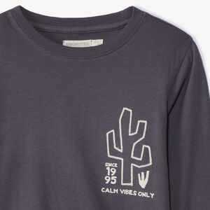 Μπλούζα με μακριά μανίκια και κέντημα κάκτου για αγόρι 