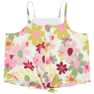 Αμάνικο μπλουζάκι effet δεμένο με floral σχέδιο για κορίτσι 