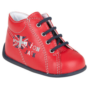 Δερμάτινα μποτάκια με κορδόνια και τυπωμένη φράση 