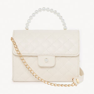 Τσάντα ώμου με ματ δερματίνη και πέρλες για κορίτσι 