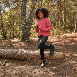 Pull oversize en tricot torsadé uni pour fille 