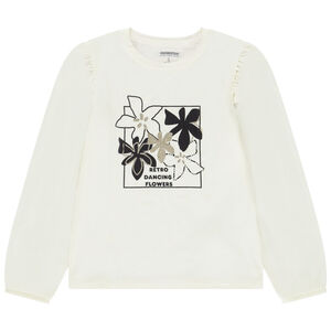 Τ-shirt μακρυμάνικο με λουλουδάτο σχέδιο και glitter για κορίτσι 