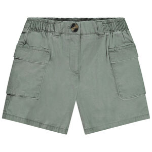 Σορτς πάνινο με τσέπες και μέση με λάστιχο για κορίτσι 