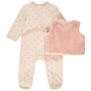 Σετ ζακέτα effet γούνα + φορμάκι για bebe κορίτσι με διαφορετικά ανοίγματα ανάλογα με την ηλικία 