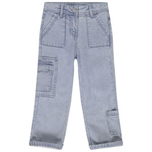 Τζιν καμπάνα σε denim στυλ cargo με τσέπες για κορίτσι 