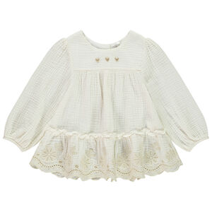 Τουνίκ με μακριά μανίκια από κεντημένο τετράγωνο για μωρό κορίτσι 