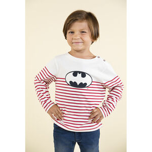 T-shirt manches longues en jersey style marinière avec patch Batman pour garçon Main T-shirt manches longues en jersey style marinière avec patch Batman pour garçon