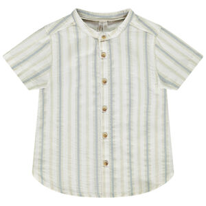 Πουκάμισο κοντομάνικο με ρίγες και γιακά mao για μωρό αγόρι 