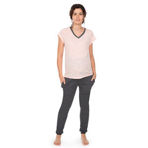 Κοντομάνικη μπλούζα εγκυμοσύνης για το σπίτι σε στιλ ντεβορέ 