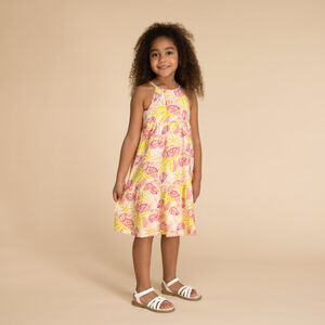 Μακριά φόρεμα με τιράντες και σχέδιο φύλλα για κορίτσι 