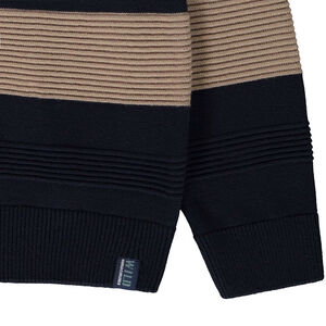 Πουλόβερ ριγέ με γιακά σε σχήμα φουλάρου από πλεκτό φαντεζί για αγόρι 