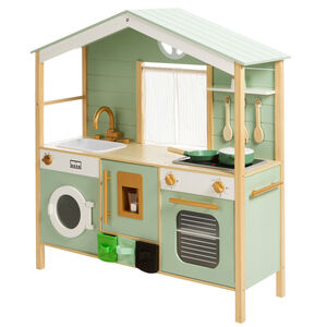 Πλήρως Εξοπλισμένη Κουζίνα Με Ξύλινα Αξεσουάρ 