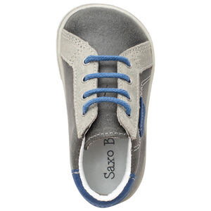 Μποτάκια από δέρμα με κορδόνια και πινελιές μπλε 