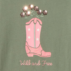 Μακρυμάνικο μπλουζάκι jersey με print santiags και φαντεζί κεντήματα για κορίτσι 