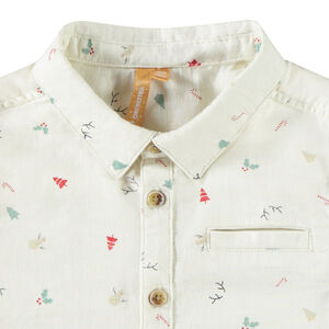 Πουκάμισο με μακριά μανίκια και σχέδιο Χριστουγέννων για μωρό αγόρι 