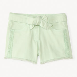 Σορτς από τζιν με κεντημένα σχέδια και ζώνη για δέσιμο για κορίτσι 