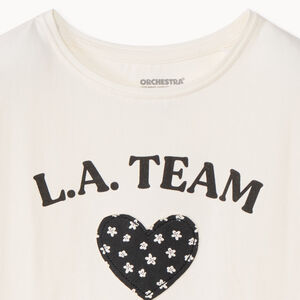 T-shirt manches courtes volantées patch cœur pour fille 