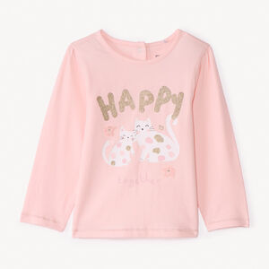 T-shirt manches longues uni à print fantaisie pour bébé fille  