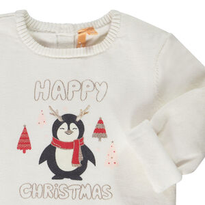Πλεκτό πουλόβερ με σχέδιο πιγκουίνου και glitter για μωρό κορίτσι 