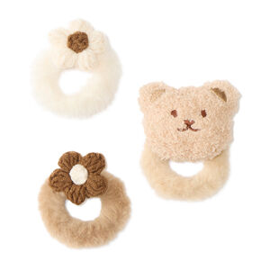 Lot de 3 chouchous fille fleurs et ours en relief 