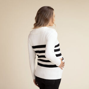 Πουλόβερ πλεκτό ριγέ με αναδιπλούμενο γιακά για γυναίκες 