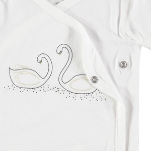 Σετ με 5 κοντομάνικα κορμάκια με στάμπα κύκνους 