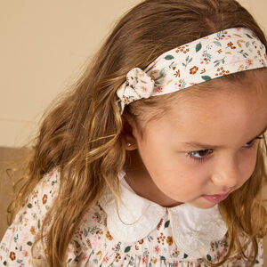 Σύνολο φόρεμα με λουλούδια και γιακά claudine + κορδέλα για μωρό κορίτσι 