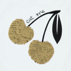 Μπλουζάκι κοντομάνικο με σχέδιο κεράσι σε μαγικές παγιέτες 