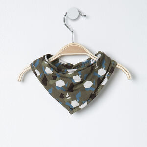 Σαλιάρα μπαντάνα με εμπριμέ μοτίβο παραλλαγής σε μπλε και χακί 