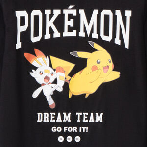 Μπλούζα με μακριά μανίκια Pokémon Pikatchou αγόρι από ύφασμα jersey μαύρη μονόχρωμη 