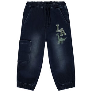 Τζόγκερ με εφέ τζιν και κέντημα δεινόσαυρου για μωρό αγόρι 