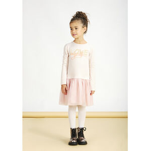 Robe bi-matière manches longues effet 2 en 1 pour fille Main Robe bi-matière manches longues effet 2 en 1 pour fille