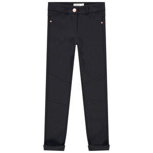 Pantalon milano uni avec empiècements aux genoux fille 