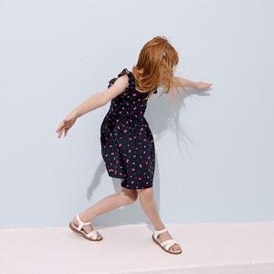 Φόρεμα κοντό μανίκι με βολάν και floral σχέδιο για κορίτσι 