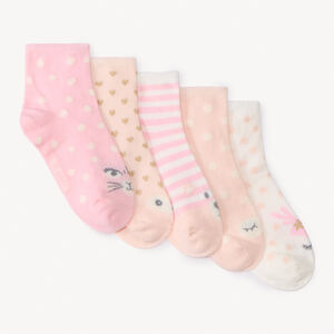 Σετ από 5 ζευγάρια κάλτσες με σχέδια ζώων για κορίτσι 