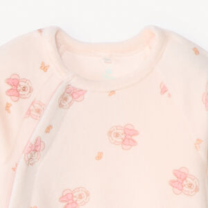 Βρεφικό φορμάκι από βελουτέ δίχρωμο εκρού και ροζ Minnie Disney για κορίτσι 