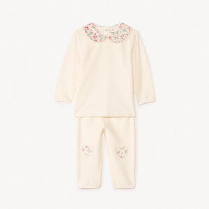 Σετ 2 τεμαχίων μονόχρωμο με λουλουδάτες λεπτομέρειες για κορίτσι μωρό 