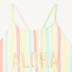 Μαγιό ενός τεμαχίου με ανοιχτή πλάτη και ρίγες για κορίτσι 