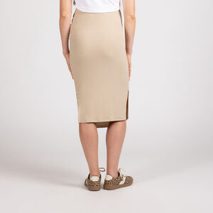 Φούστα εγκυμοσύνης μισού μήκους με εφαρμογή και εφέ ριπ. 