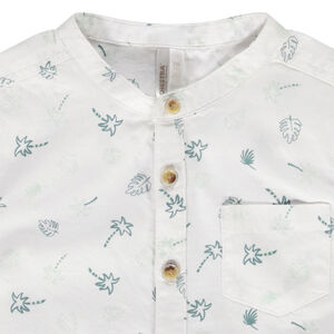 Πουκάμισο κοντομάνικο βαμβακερό με print φύλλα/φοίνικες για bebe αγόρι 