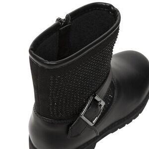 Μποτάκια μαύρα με στρας και φαντεζί αγκράφα για κορίτσι 